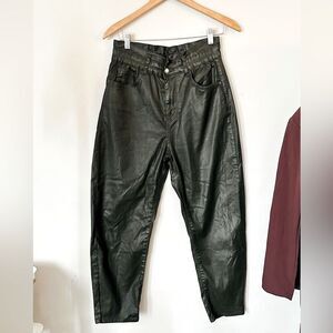 Zara Black Faux Leather High-Rise Tapered Pants